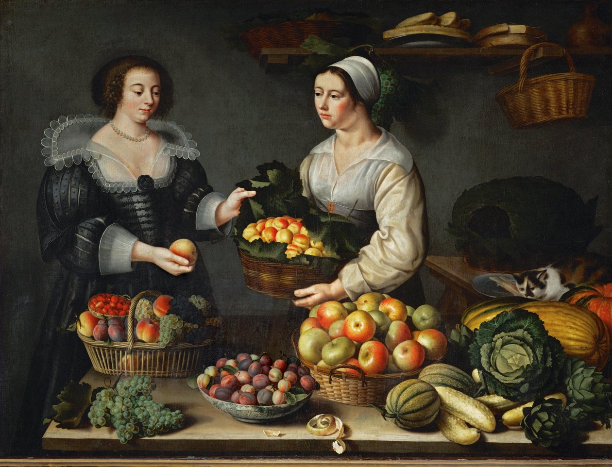 La marchande de fruits et baljväxter - Grönsakshandlaren ... av Louise (circle of) Moillon