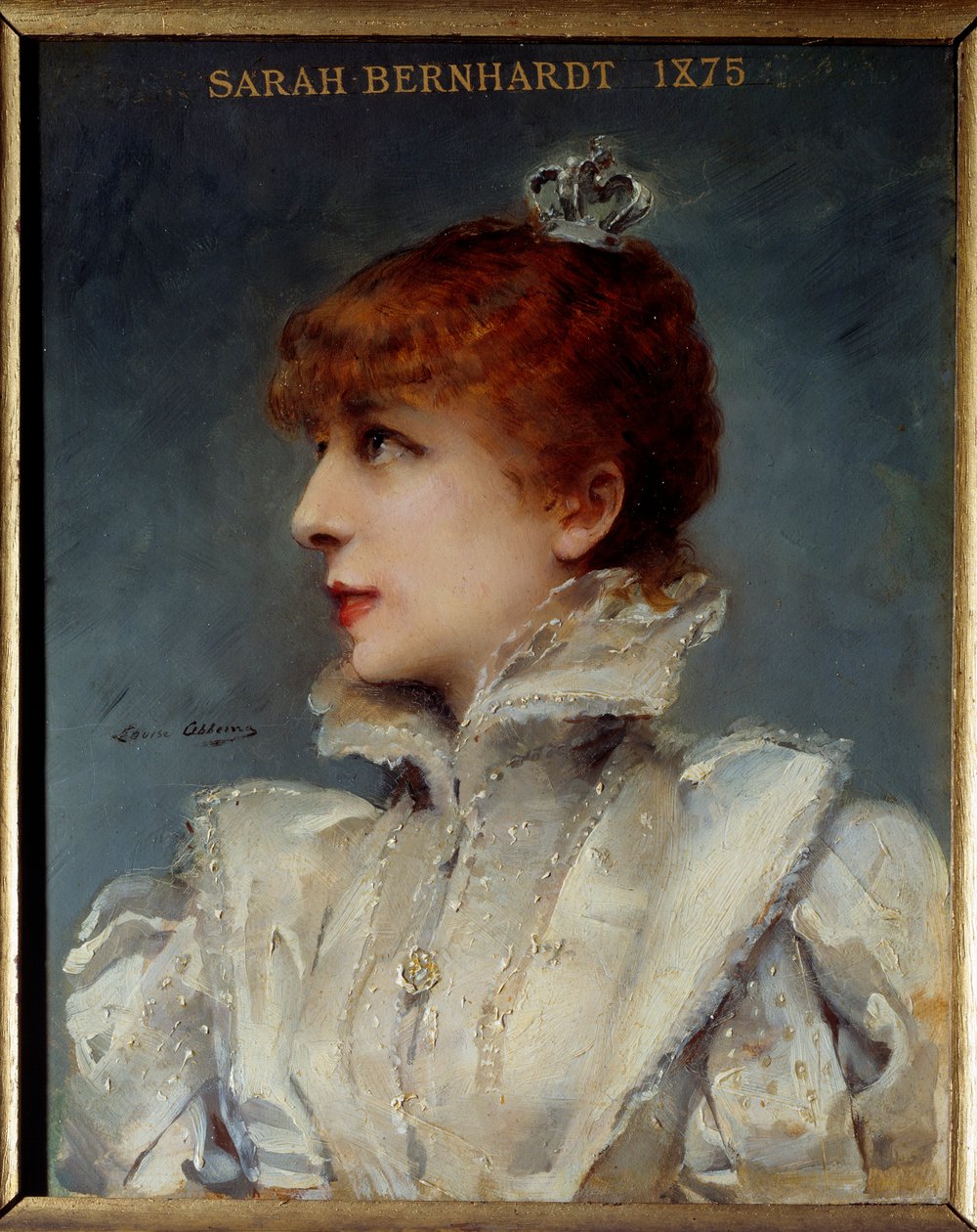 Porträtt av Henriette Rosine Bernard dit Sarah Bernhardt (1844-1923), societary of the Comedie Francaise. Målning av Louise Abbema (1858-1927) av Louise Abbéma