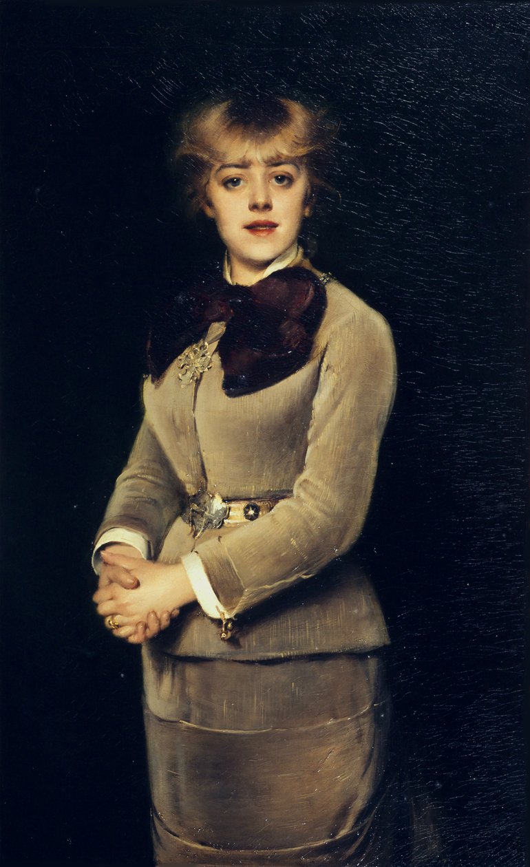 Porträtt av skådespelerskan Jeanne Samary, 1879. av Louise Abbéma