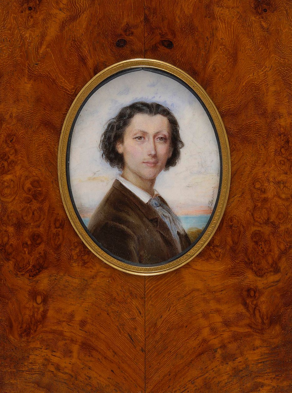 Porträtt av kompositören Franz Liszt 1811-1886, 1836. av Louise Besnard née Vaillant