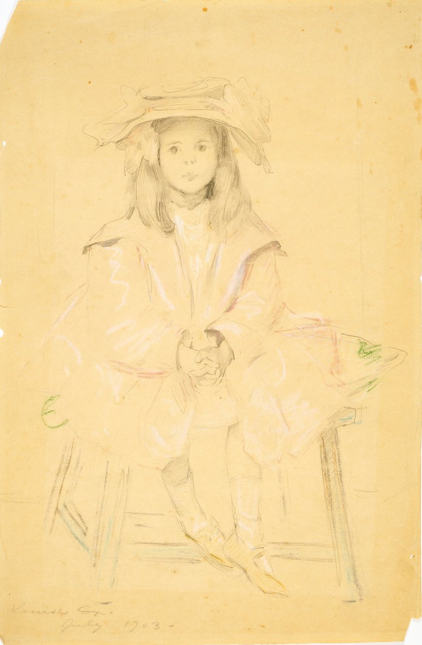 Utan titel (Sittande ung flicka) av Louise Cox