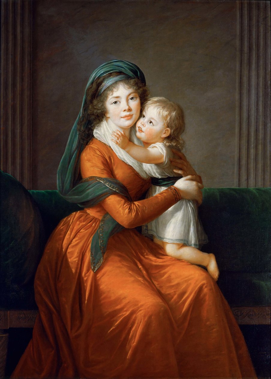 Porträtt av prinsessan Alexandra Golitsyna med sin son Pjotr, 1794. av Elisabeth Louise Vigee Lebrun