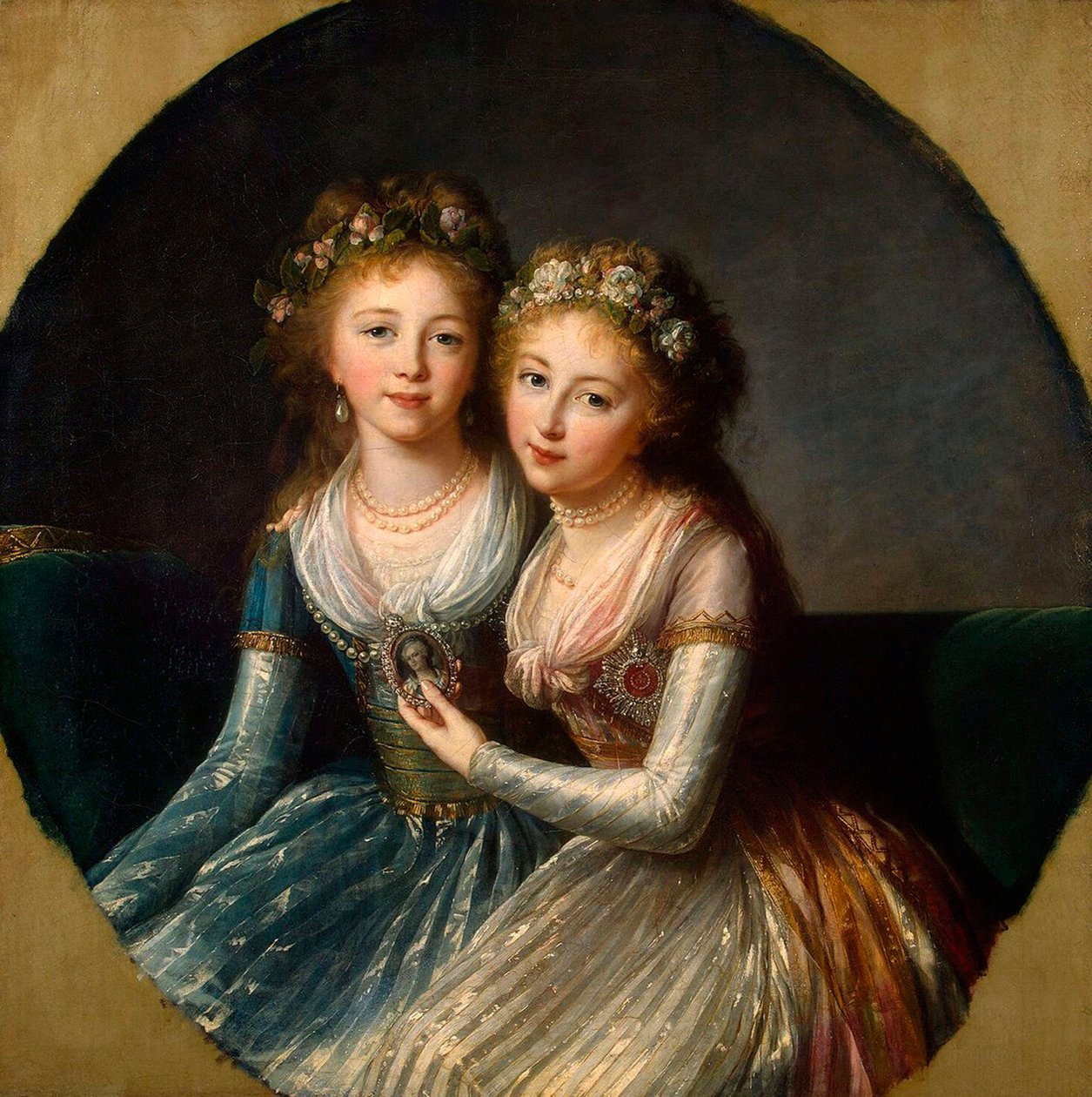Porträtt av kejsar Paul I:s döttrar, 1796. av Elisabeth Louise Vigee Lebrun