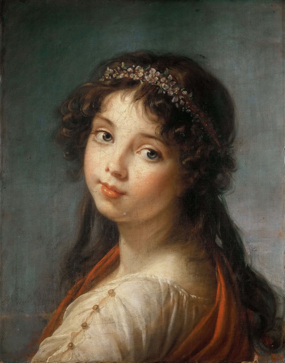 Porträtt av konstnärens dotter Jeanne-Lucie-Louise, dite Julie, 1792. av Elisabeth Louise Vigee Lebrun