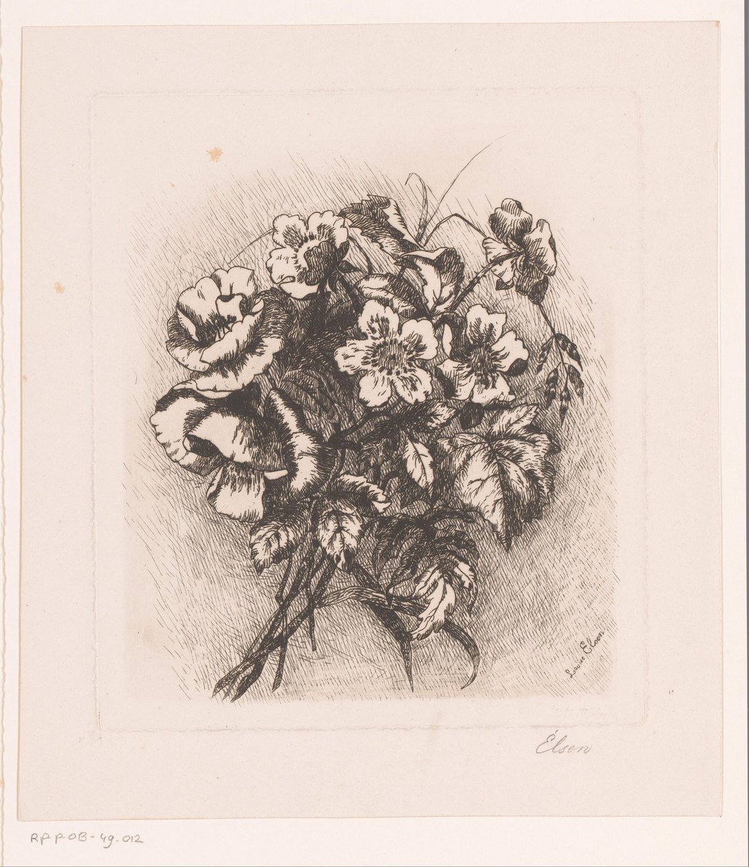 Blomsterstilleben med vallmo och anemoner av Louise Elsen
