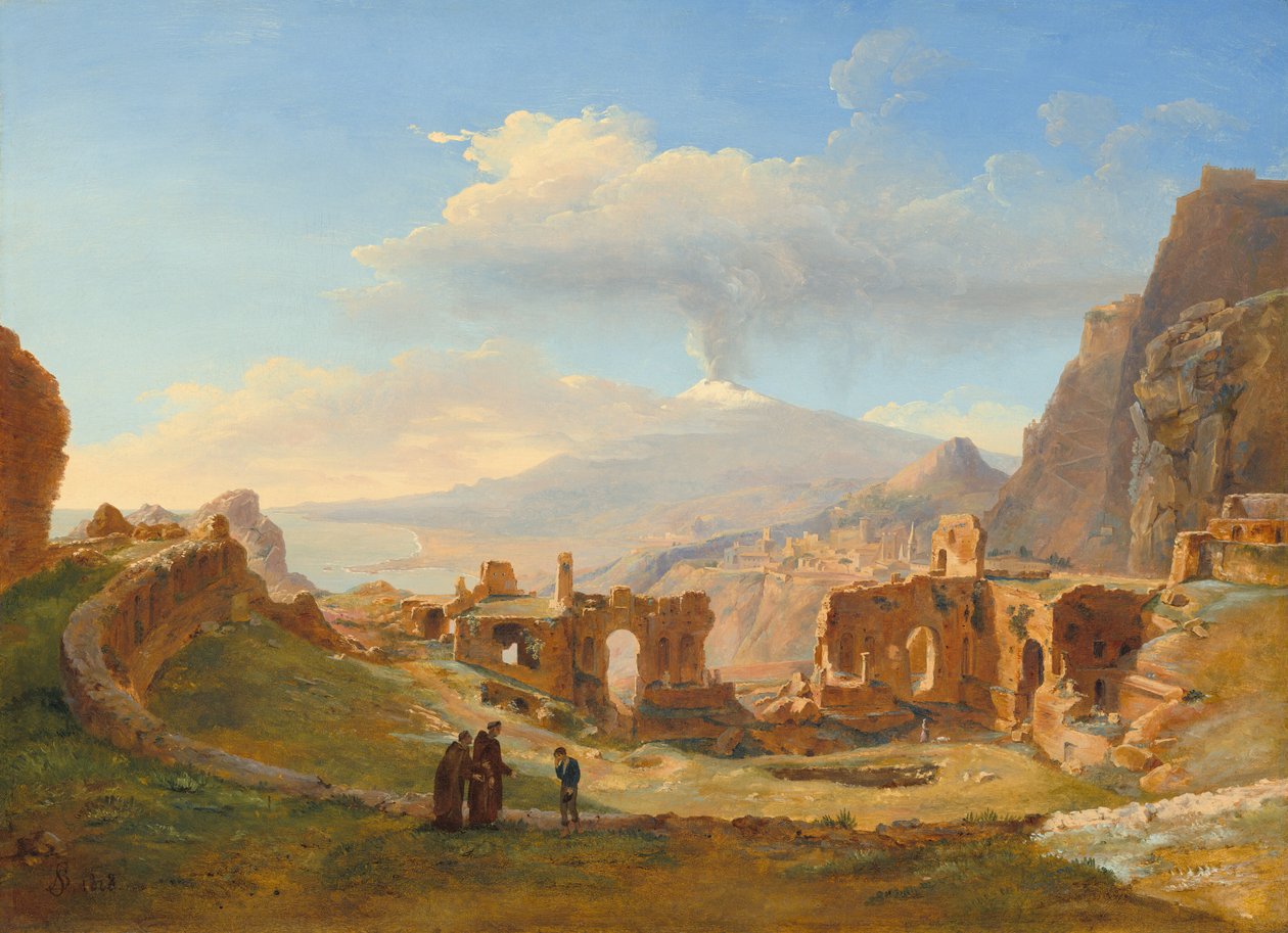 Den romerska teatern i Taormina, 1828. av Louise Josephine Sarazin de Belmont