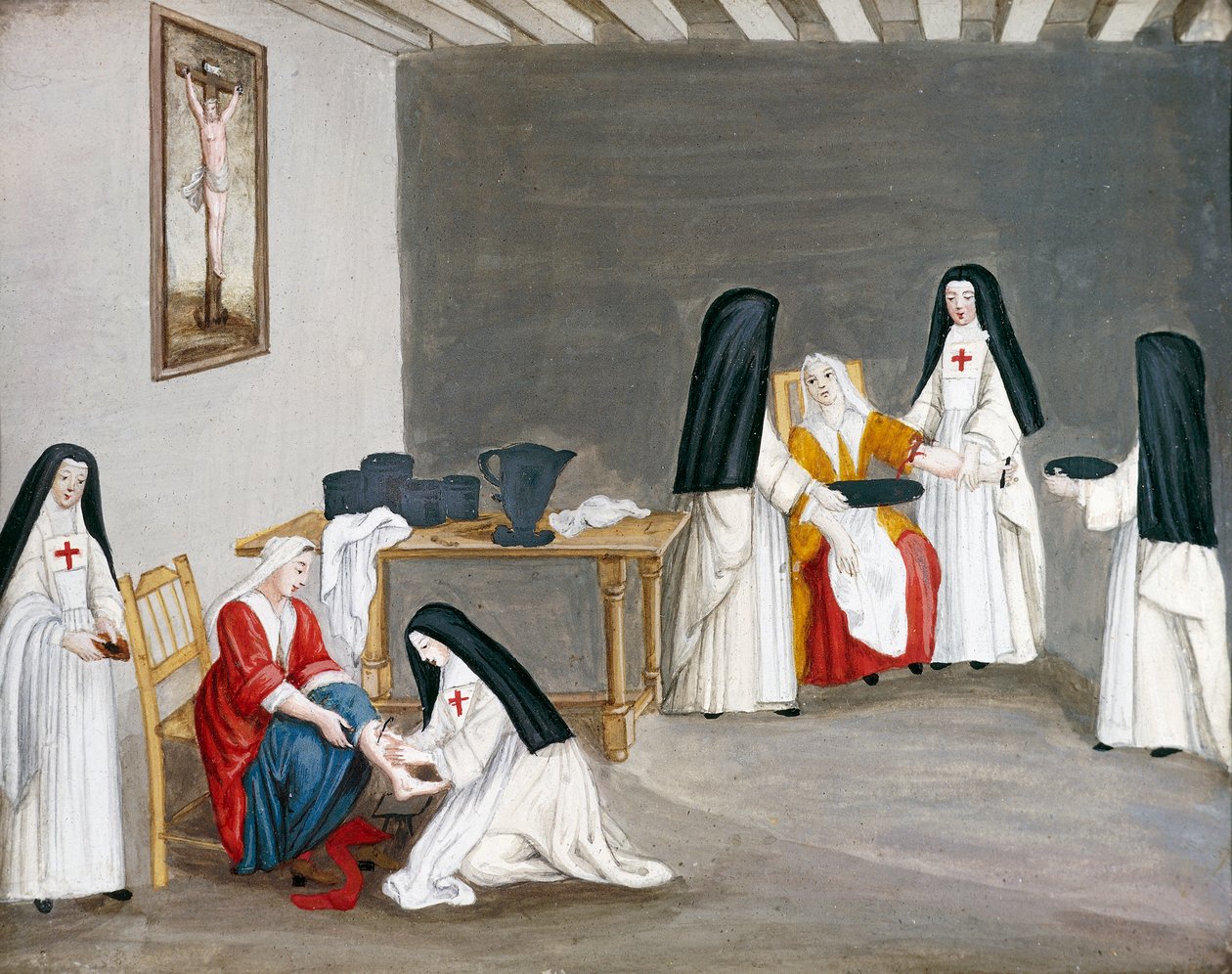Port-Royal des Champs Abbey, systrar som tar hand om sjuka, av Louise-Magdeleine Hortemels (1688-1767), Frankrike av Louise Magdeleine Hortemels