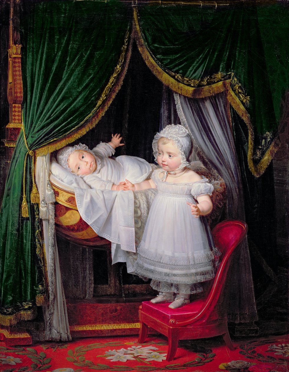 Henri-Charles-Ferdinand wa Artois (1820-83) Duke wa Bordeaux na Dada yake Louise-Marie-Therese wa Artois (1819-64) katika Tuileries swed av Louise Marie Jeanne Hersent