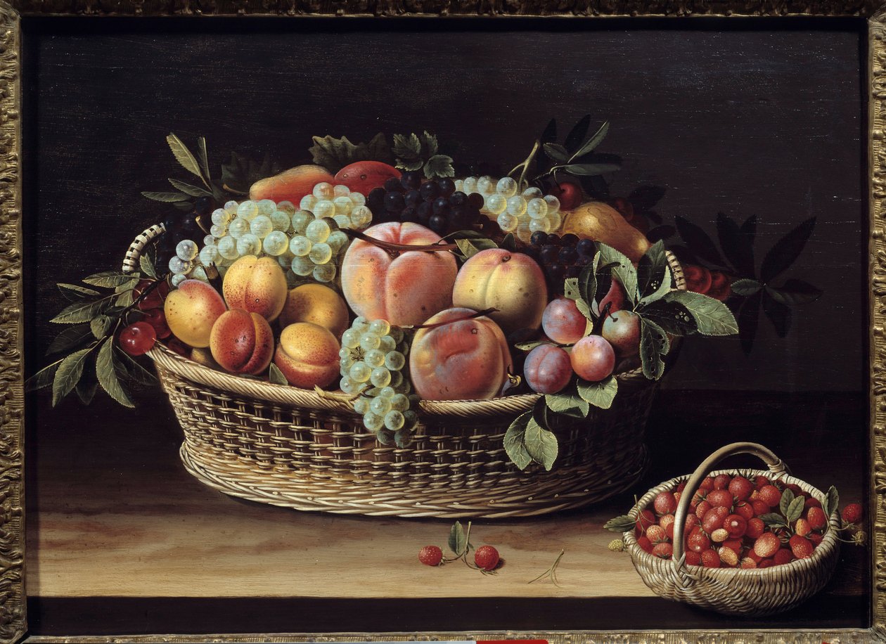Fruktkorg och jordgubbskorgar Målning av Louise Moillon (1610-1696) 1635 Toulouse, Musee des Augustins av Louise Moillon