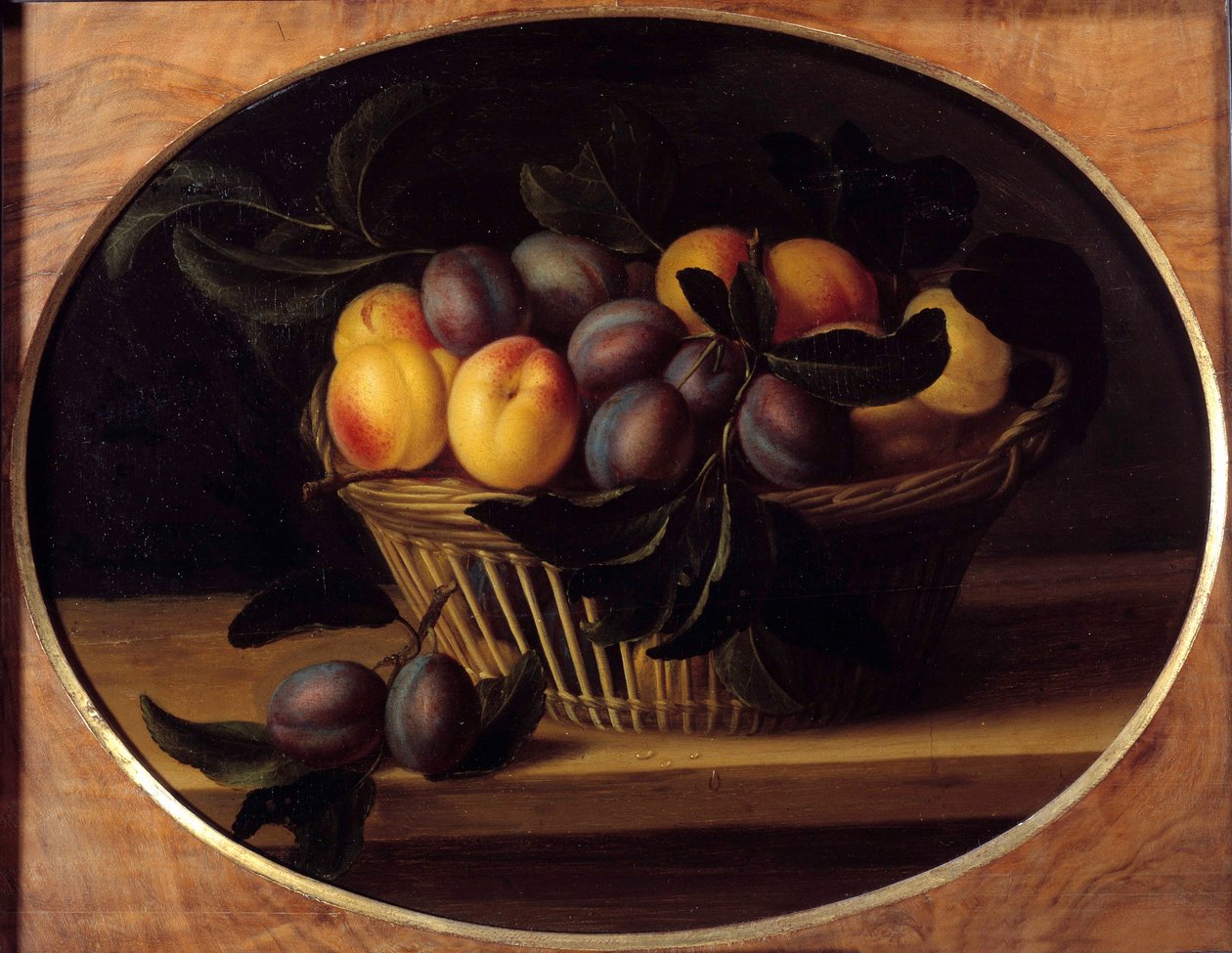 Stilleben med peches och plommon Målning av Louise Moillon (1610-1696) 1600-talets sön. 0,37x0,46 m av Louise Moillon