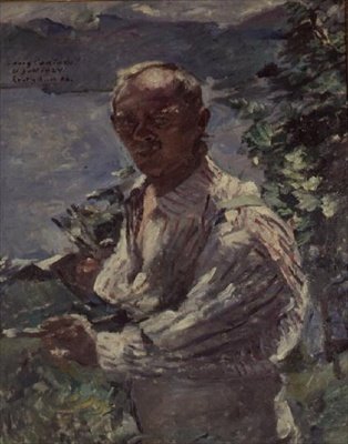 Självporträtt vid Walchensee, Bayern av Lovis Corinth