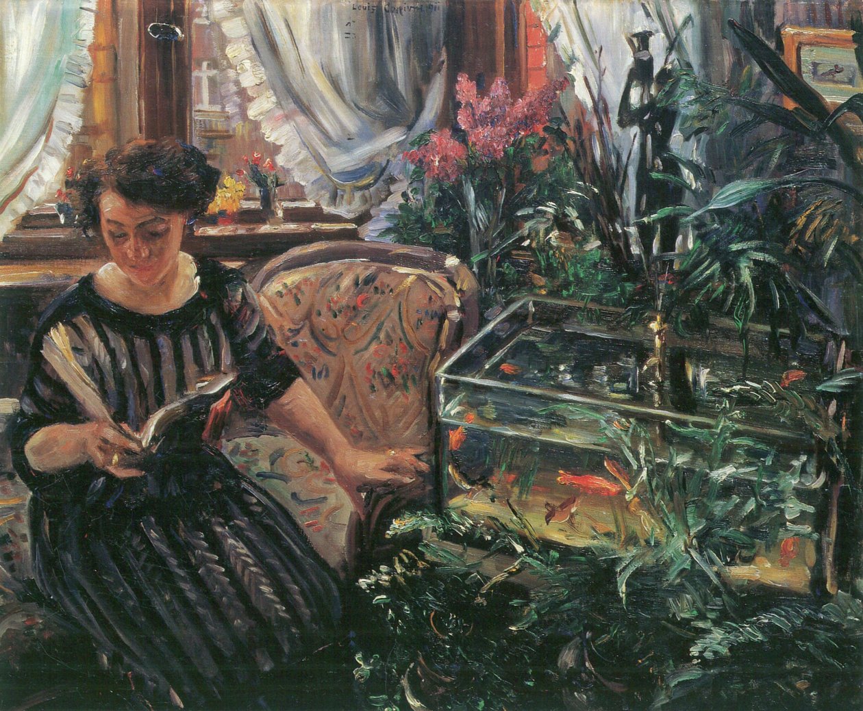  Dame am Goldfischbassin Die Gattin des Kunstlersn  av Lovis Corinth