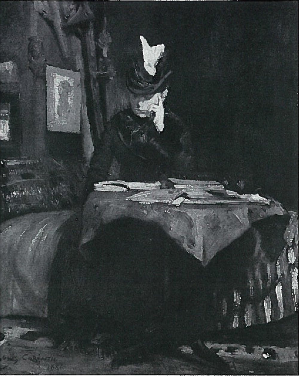  Lesende Dame am Tischn av Lovis Corinth
