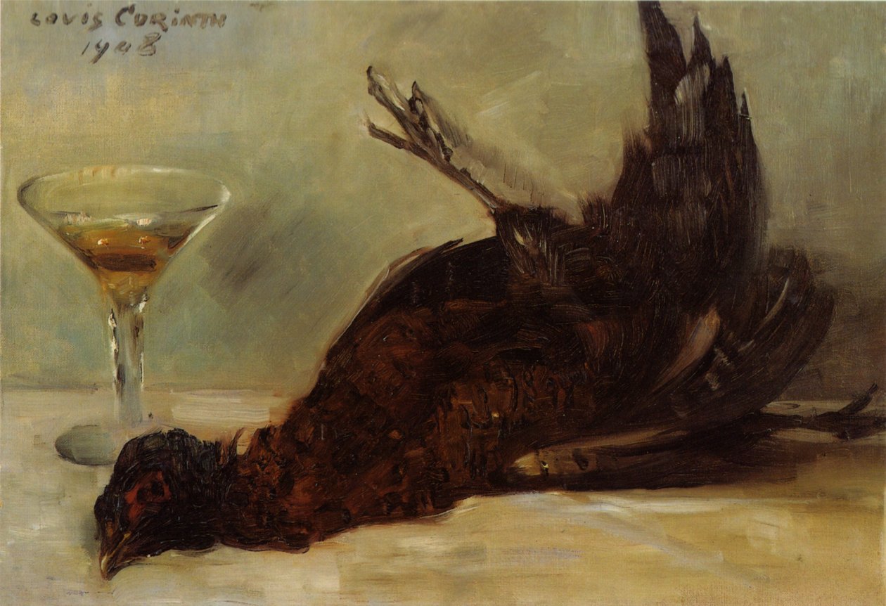  Stillleben mit Fasan und Weinglasn av Lovis Corinth