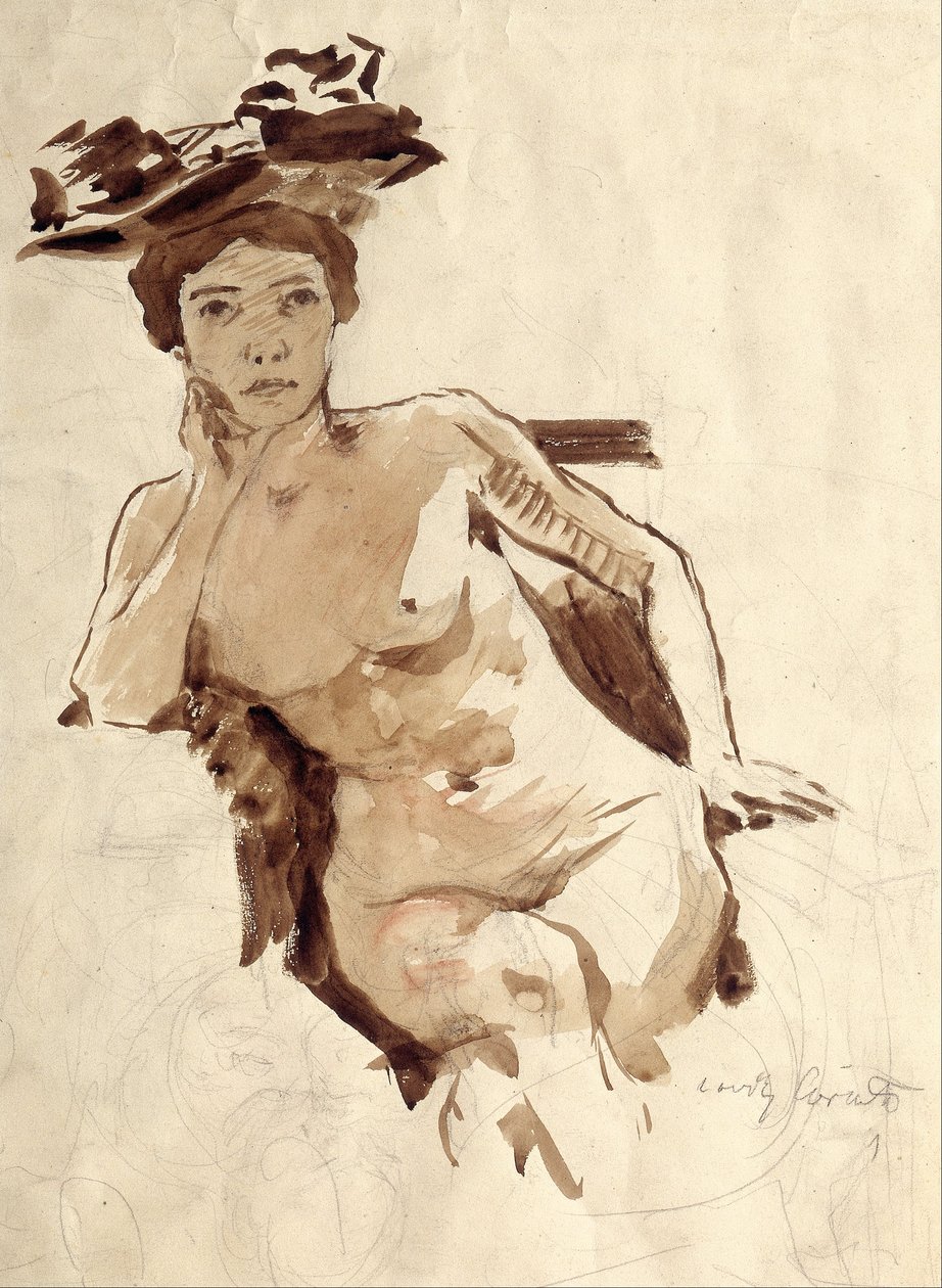Female Semi-Nude with Hat av Lovis Corinth
