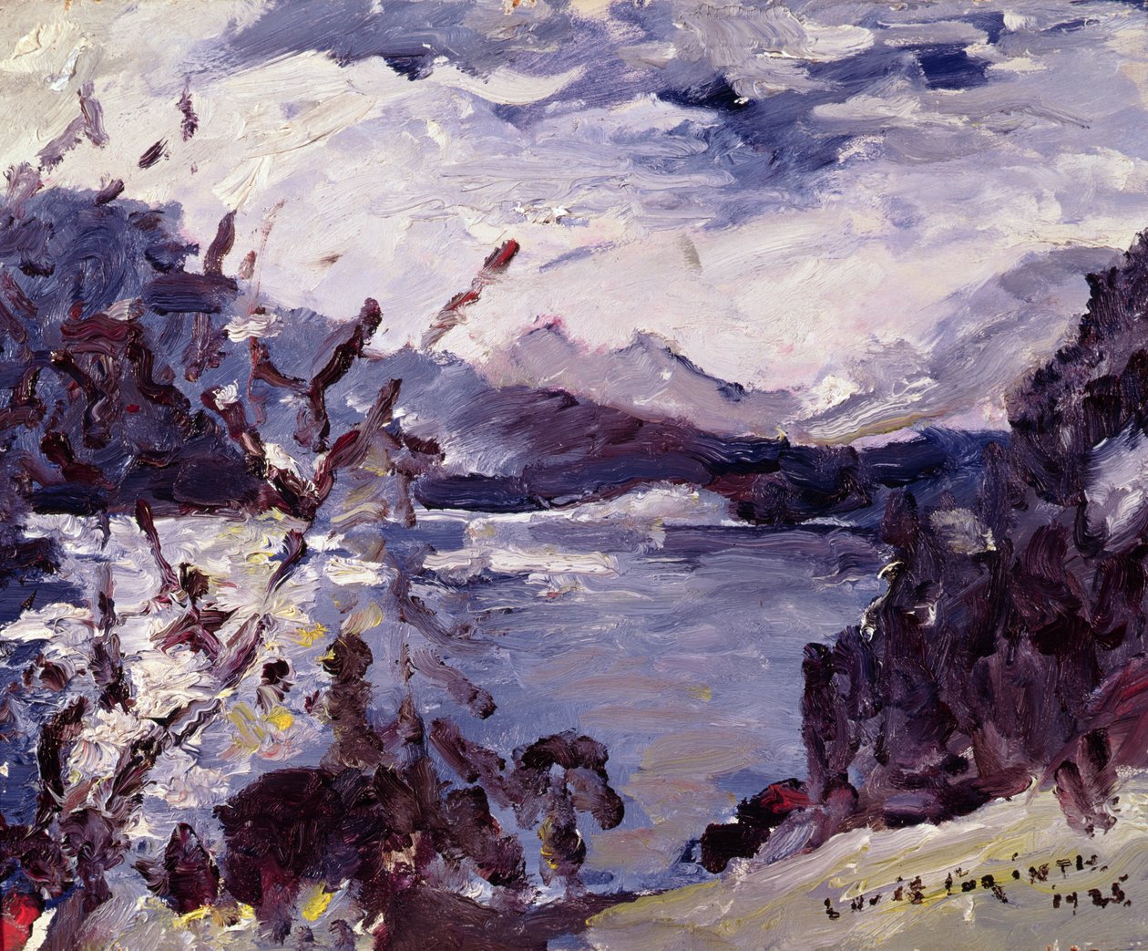 Lake Walchen omgiven av berg, 1925 av Lovis Corinth