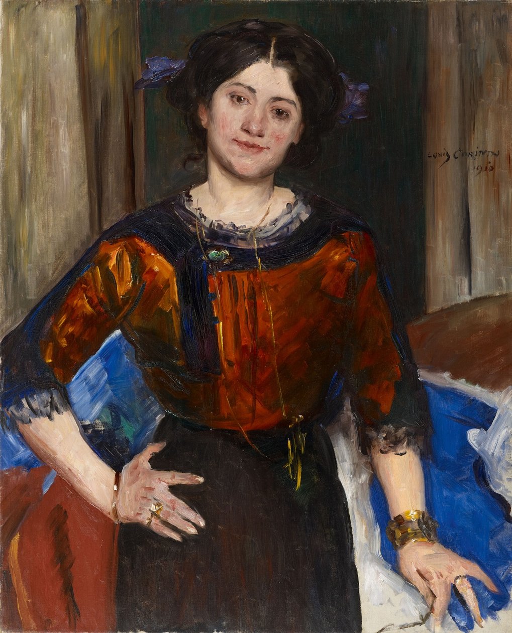 Portrat Charlotte Corinth in brauner Bluse   av Lovis Corinth