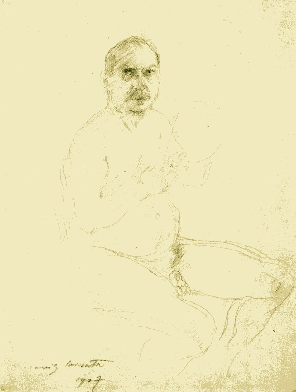 Selbstbildnis als sitzender Aktn av Lovis Corinth