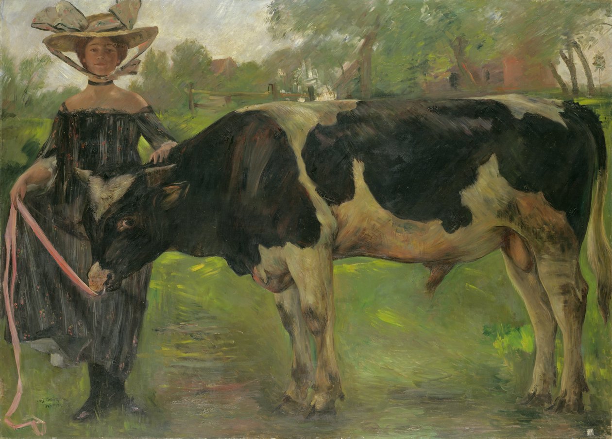 Målaren Charlotte Berend med en tjur av Lovis  Corinth