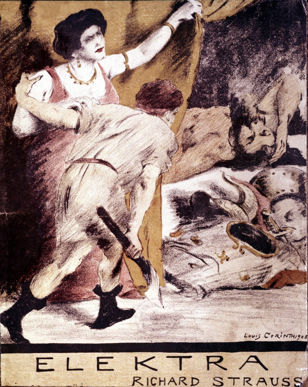 Richard Strauss, illustration av partituret till ""Elektra"" av Louis Corinth 1908. privat samling Milano av Lovis  Corinth