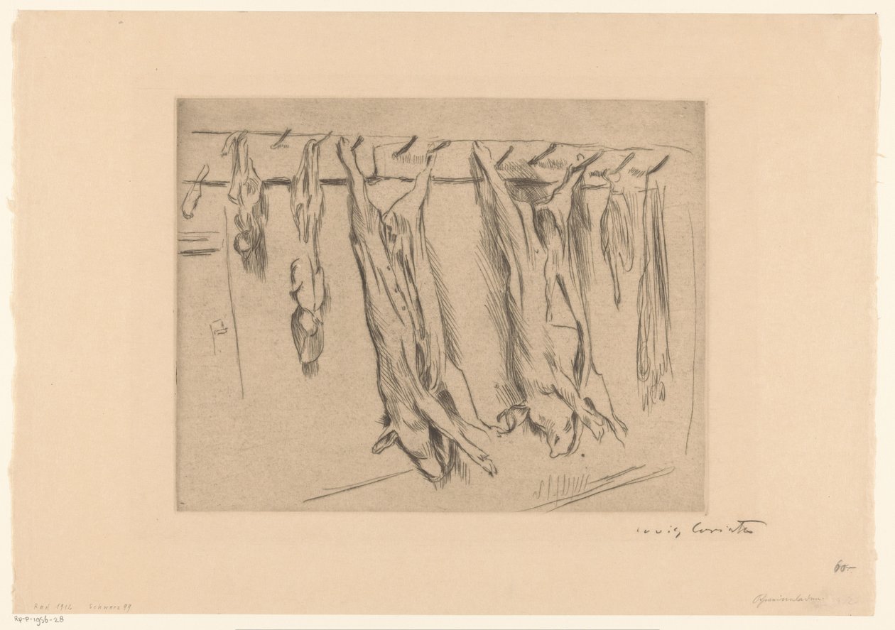 slaktade grisar av Lovis Corinth (signed by artist)