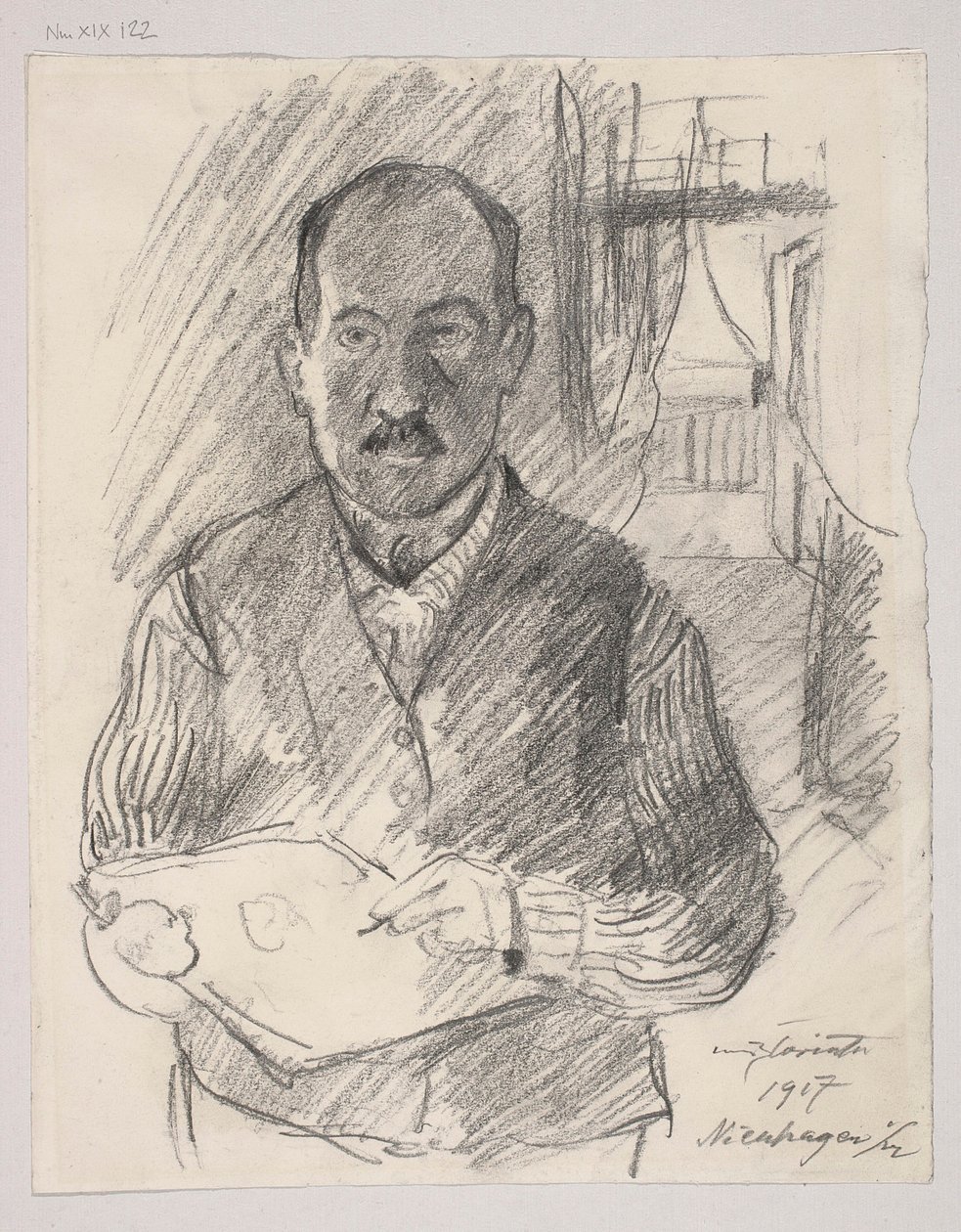 Självporträtt; baksidan: Landskapsskiss av Lovis Corinth
