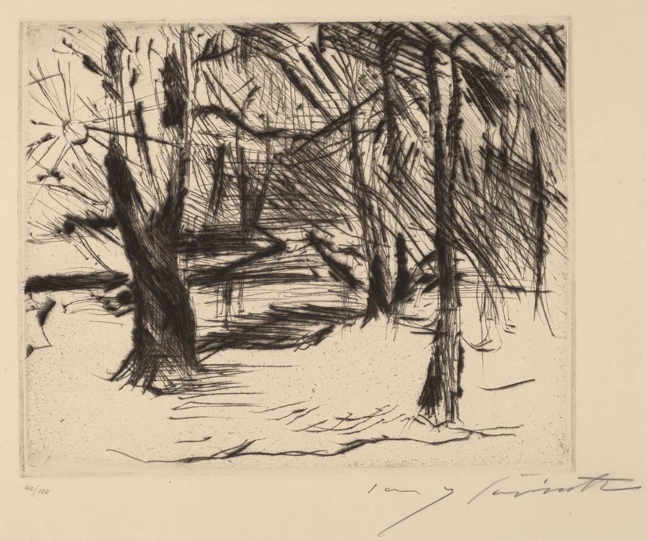 Träd med solträd i solen, 1920-1921. av Lovis Corinth