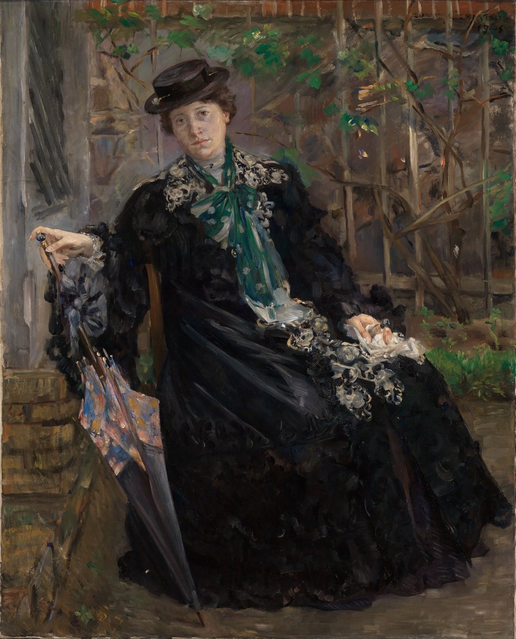 Porträtt av Charlotte Berend-Corinth i trädgården av Lovis Corinth