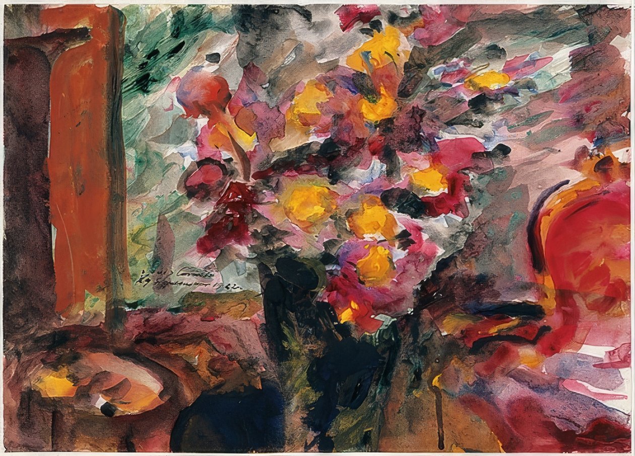 Blomvas på ett bord. 1922 av Lovis Corinth