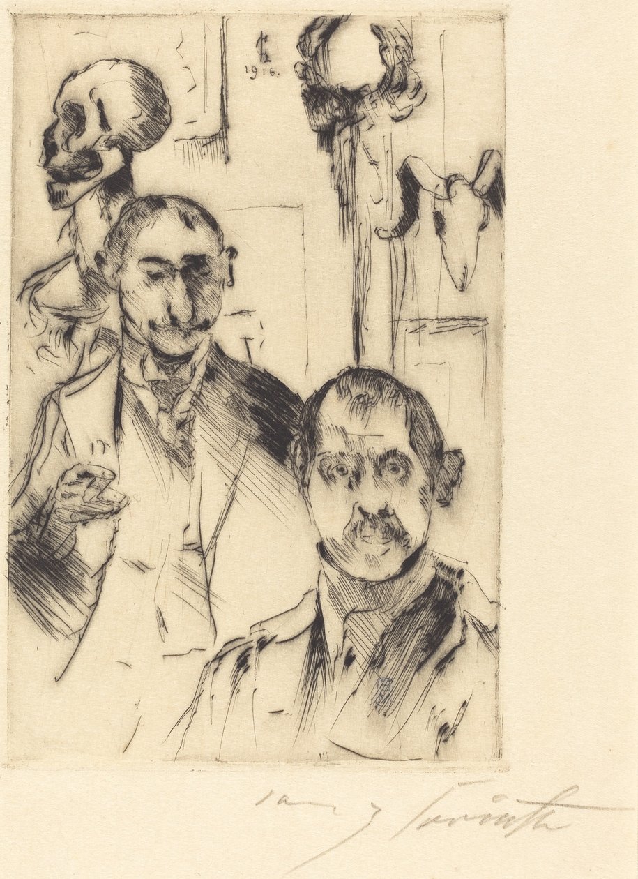 Dubbelporträtt med skelett av Lovis Corinth