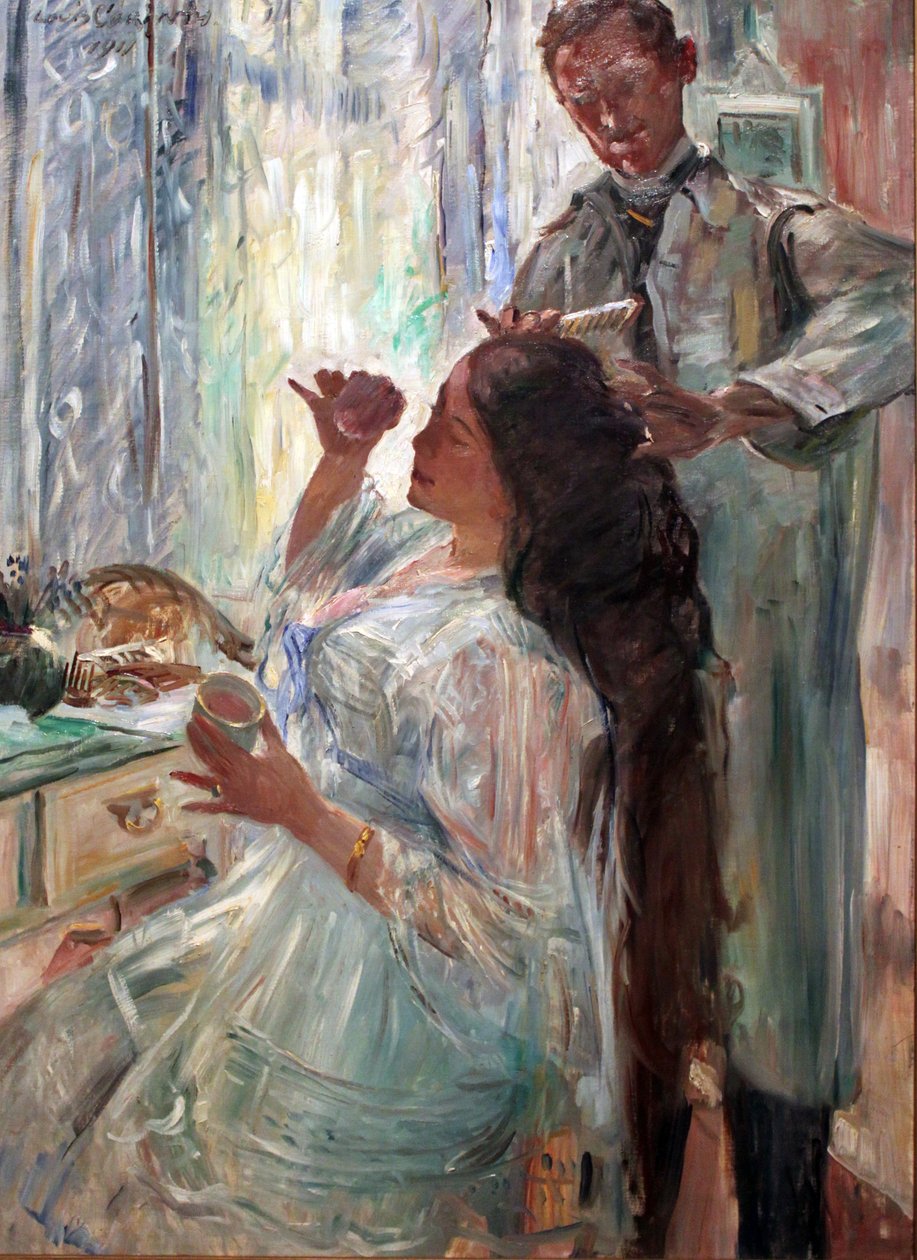 Tyska: Am Putztisch Charlotte Corinth vid sitt toalettbord av Lovis Corinth