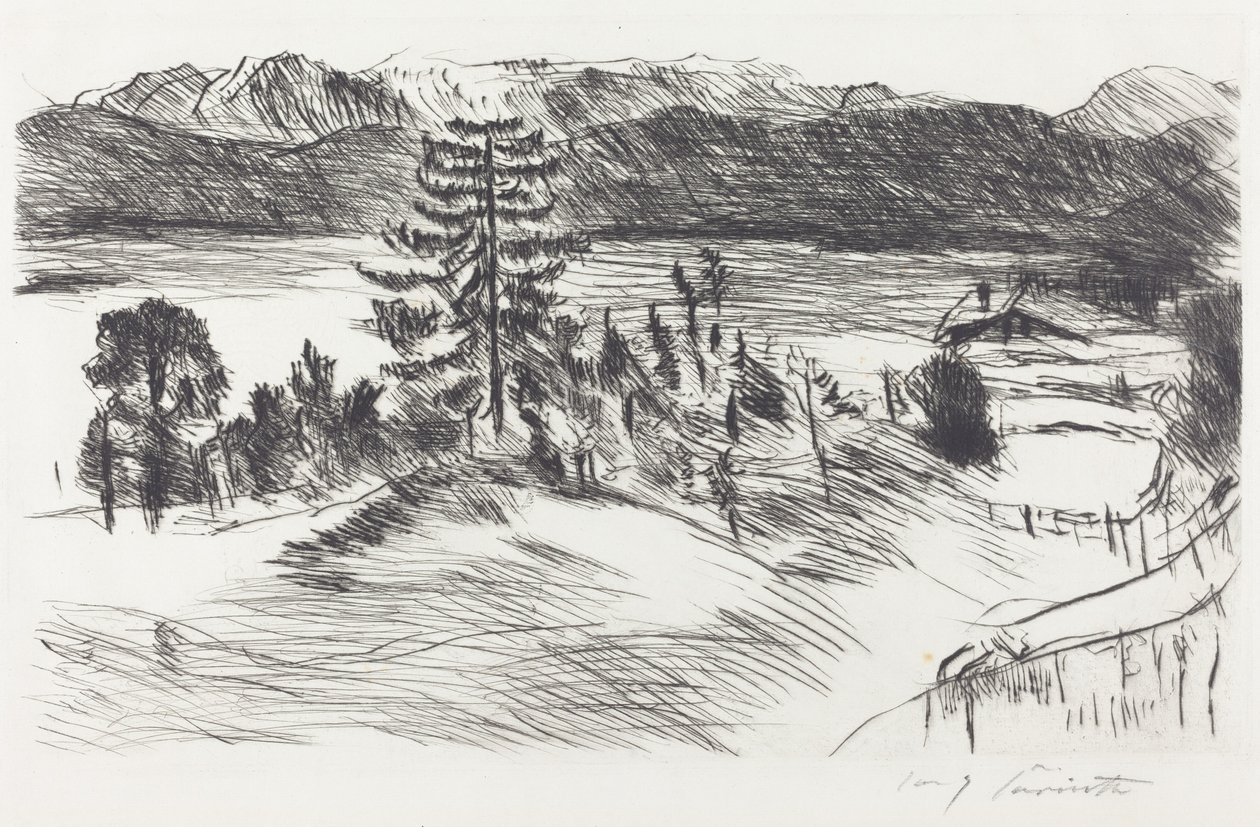 Grosse Walchenseelandschaft (stort Walchenhavslandskap) av Lovis Corinth