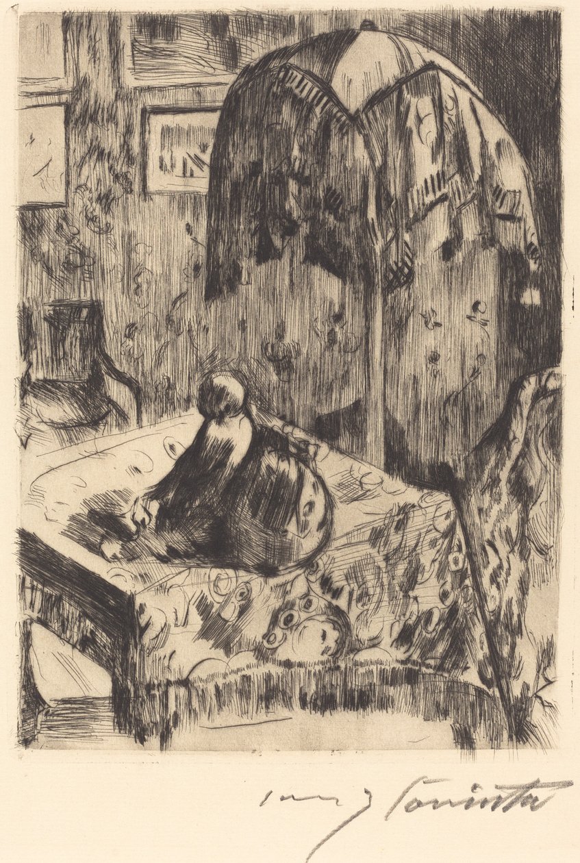Interiör med golvlampa, 1916. av Lovis Corinth