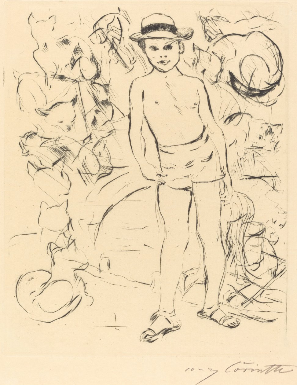 Pojke med badbyxor och halmhatt Pojke med badbyxor och halmhatt, 1915. av Lovis Corinth