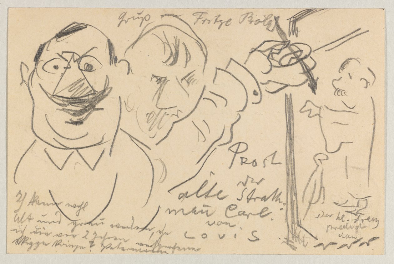 Lovis Corinth till Carl Strathmann: vykort, poststämplat 10 augusti 1904 av Lovis Corinth