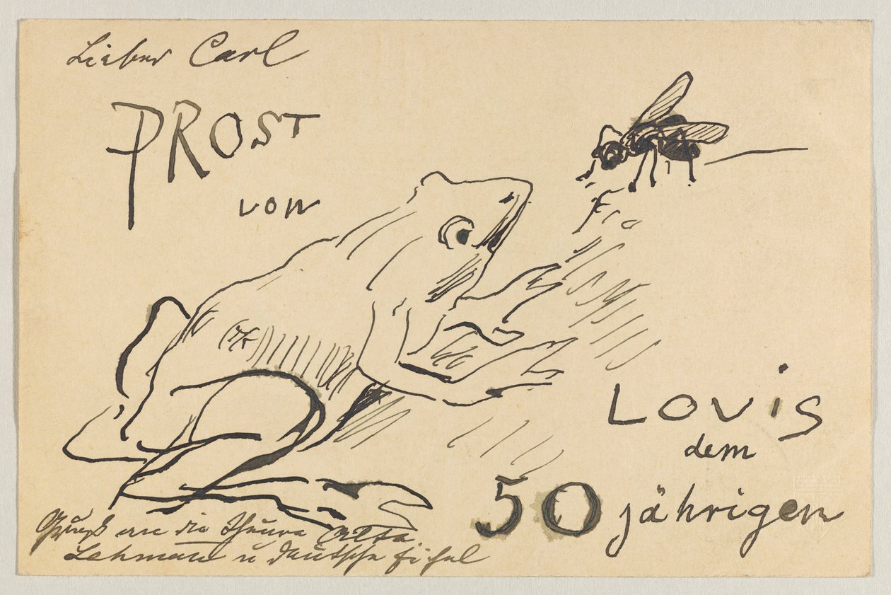 Lovis Corinth till Carl Strathmann: vykort, poststämplat 12 augusti 1908 av Lovis Corinth