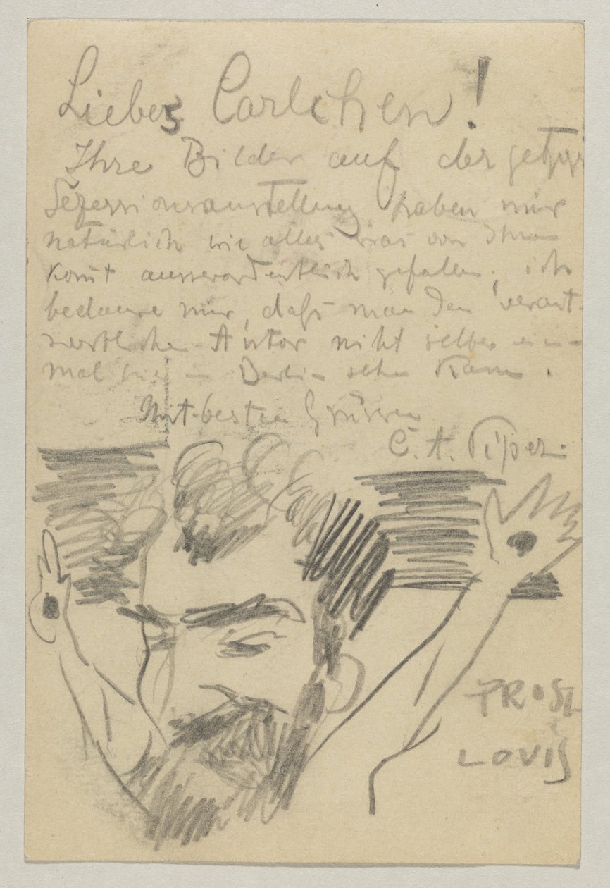 Lovis Corinth till Carl Strathmann: vykort, poststämplat 16 januari 1903 av Lovis Corinth