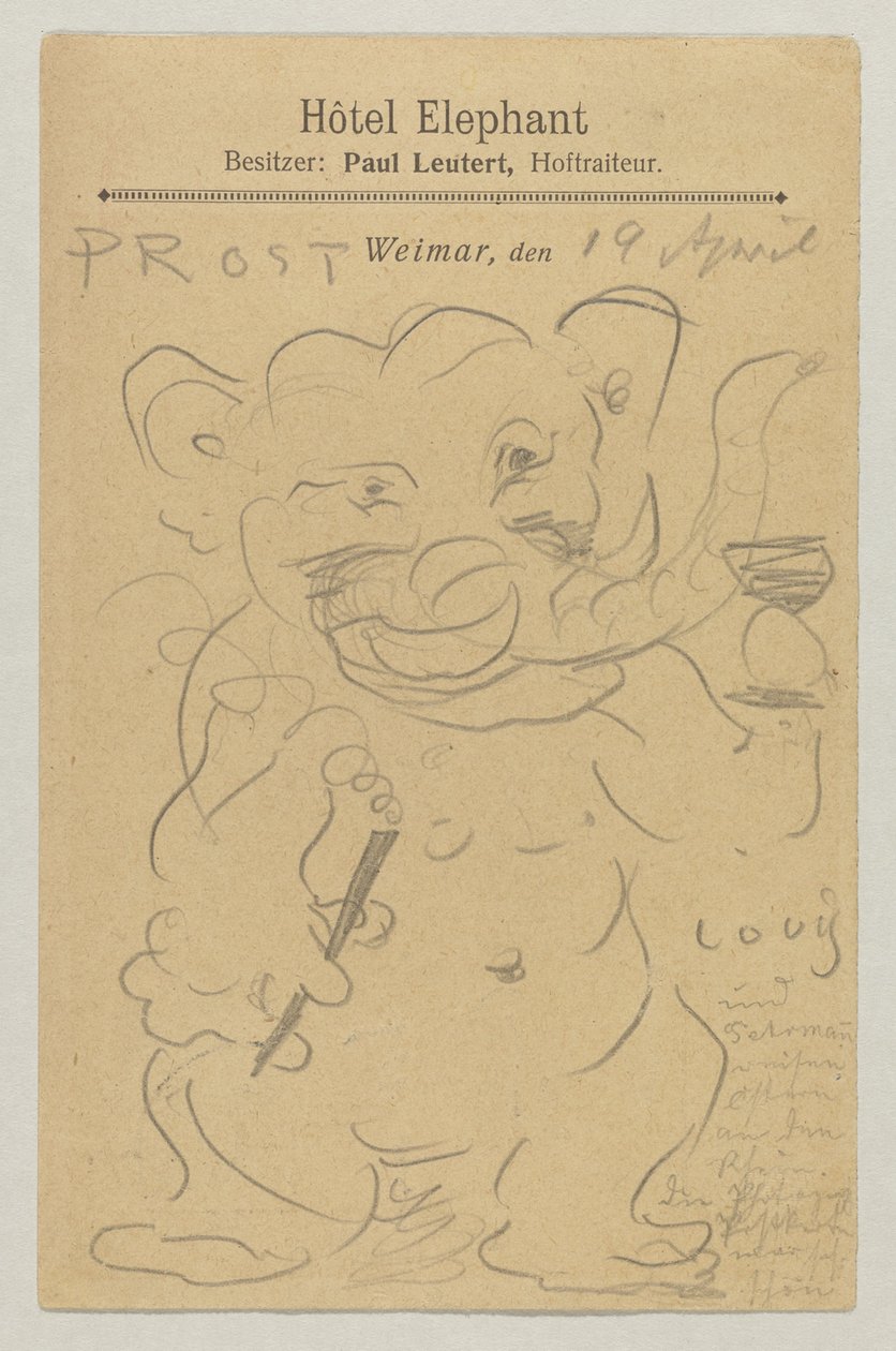 Lovis Corinth till Carl Strathmann: vykort, poststämplat 20 april 1905 av Lovis Corinth