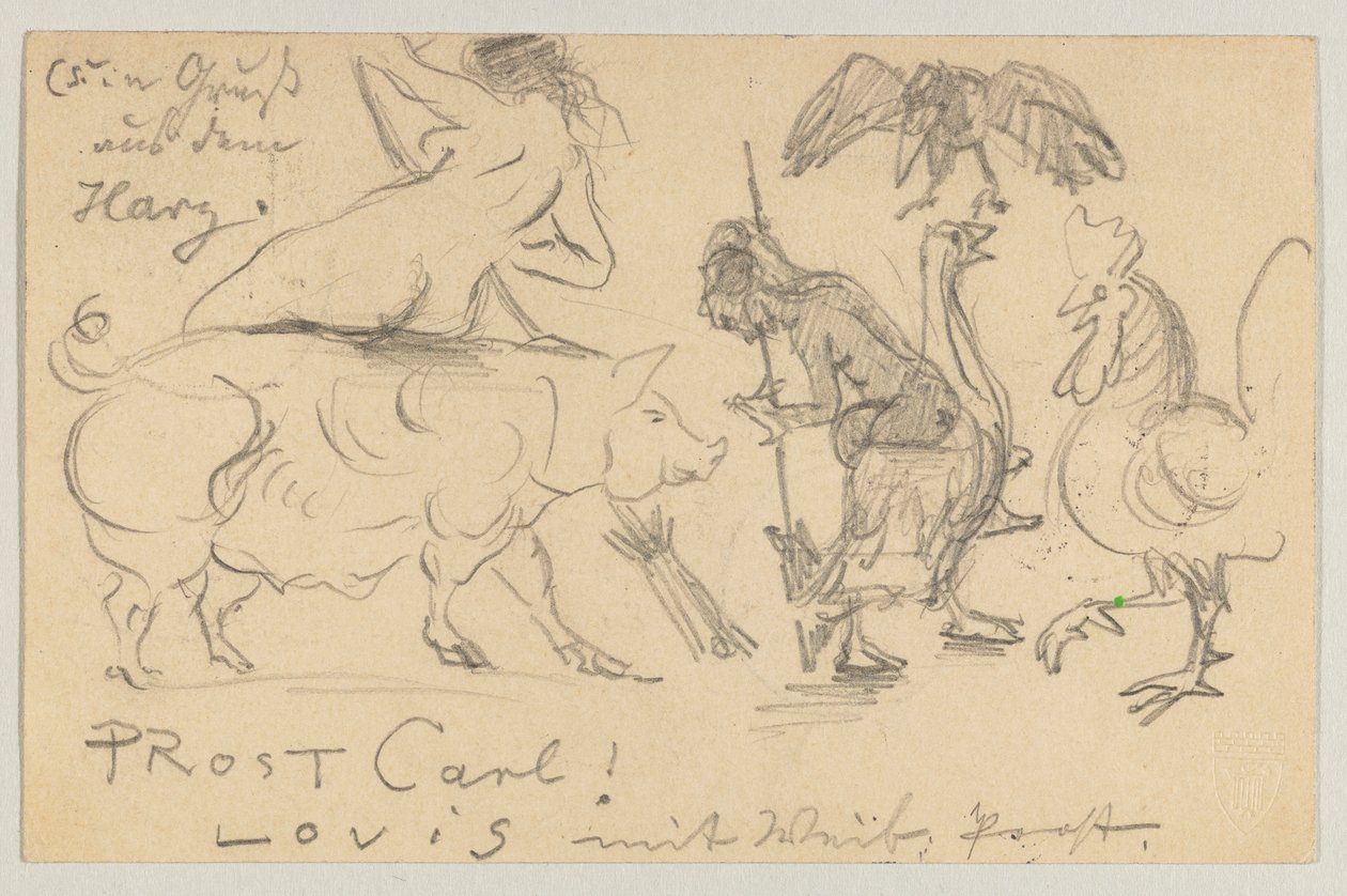 Lovis Corinth till Carl Strathmann: vykort, poststämplat 21 juli 1905 av Lovis Corinth