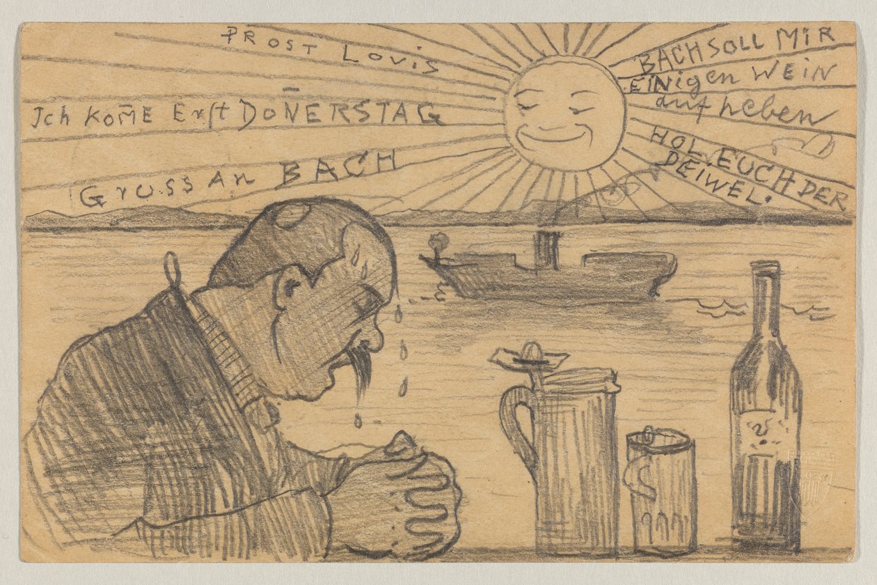 Lovis Corinth till Carl Strathmann: vykort, poststämplat 22 juni 1898 av Lovis Corinth
