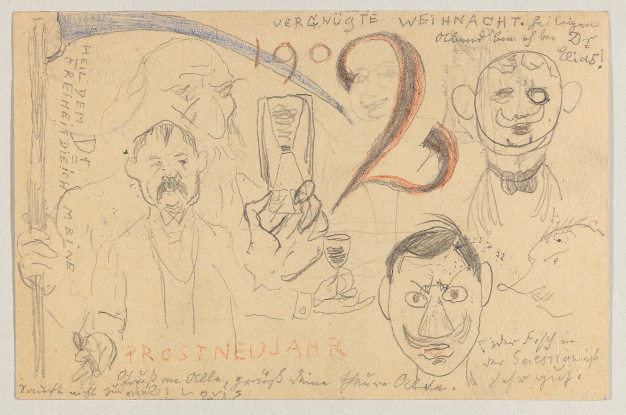 Lovis Corinth till Carl Strathmann: vykort, poststämplat 24 december 1901 av Lovis Corinth