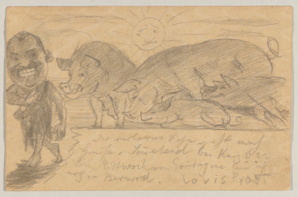 Lovis Corinth till Carl Strathmann: vykort, poststämplat 25 augusti 1899 av Lovis Corinth