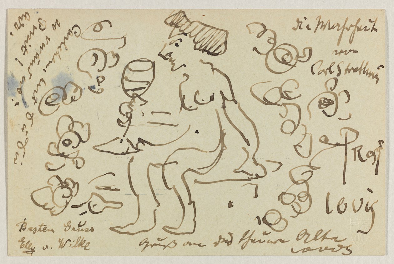 Lovis Corinth till Carl Strathmann: vykort, poststämplat 8 mars 1906 av Lovis Corinth