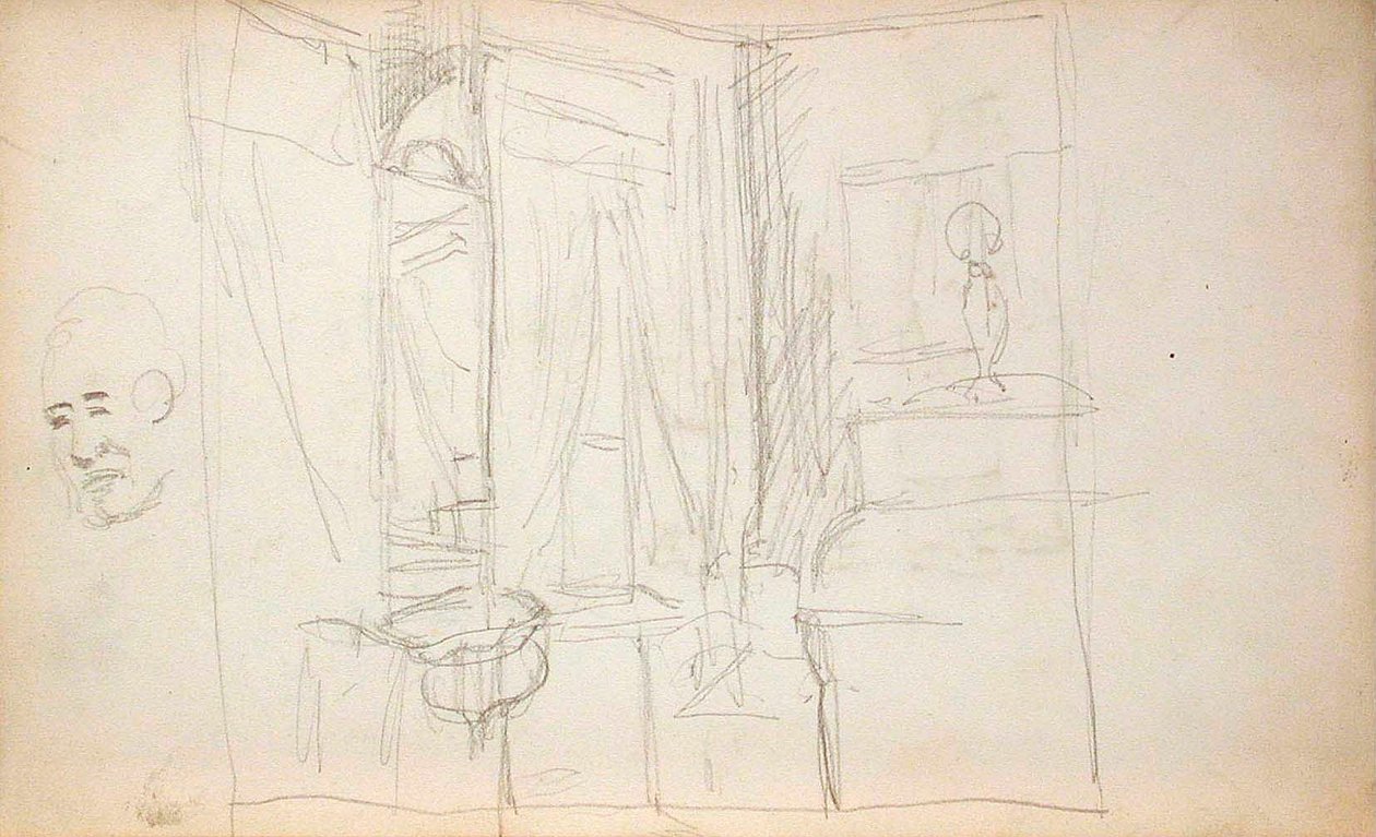 Man som leder barn (framsida), interiör (baksida) av Lovis Corinth