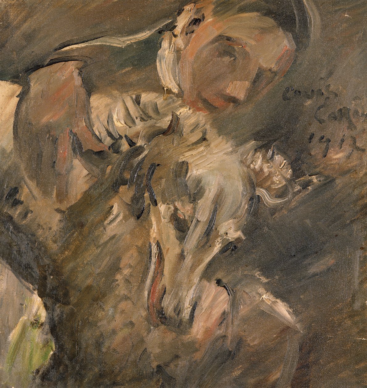 Max Mainer med en sibirisk vinthund, 1917 av Lovis Corinth