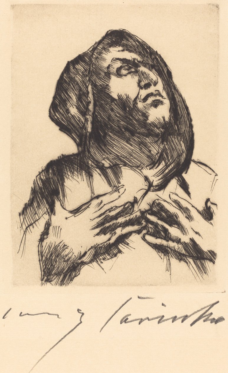 Munk stirrar uppåt av Lovis Corinth
