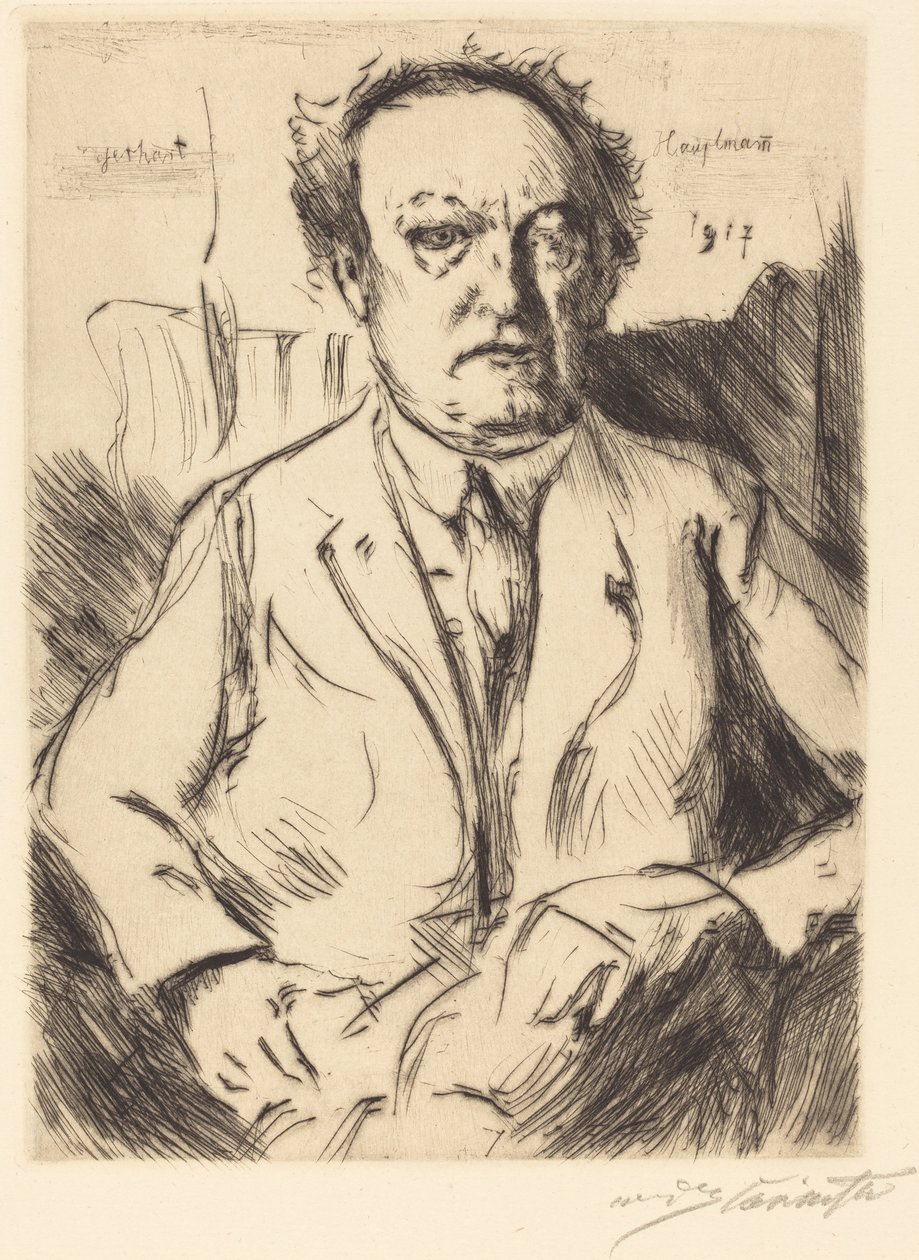 Porträtt av dramatikern och romanförfattaren Gerhart Hauptmann, 1917. av Lovis Corinth