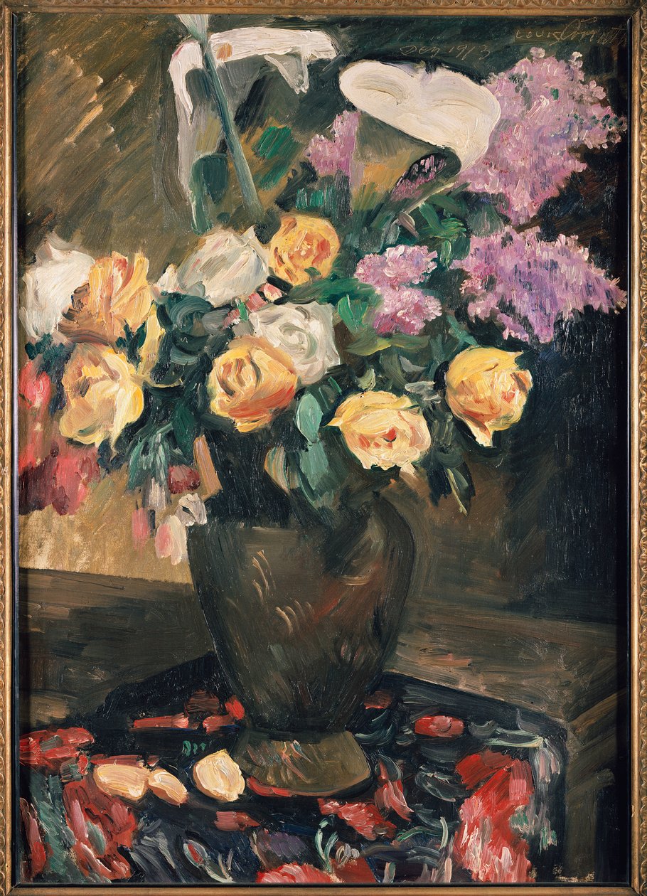 Rosor, syren och liljor, 1913 av Lovis Corinth