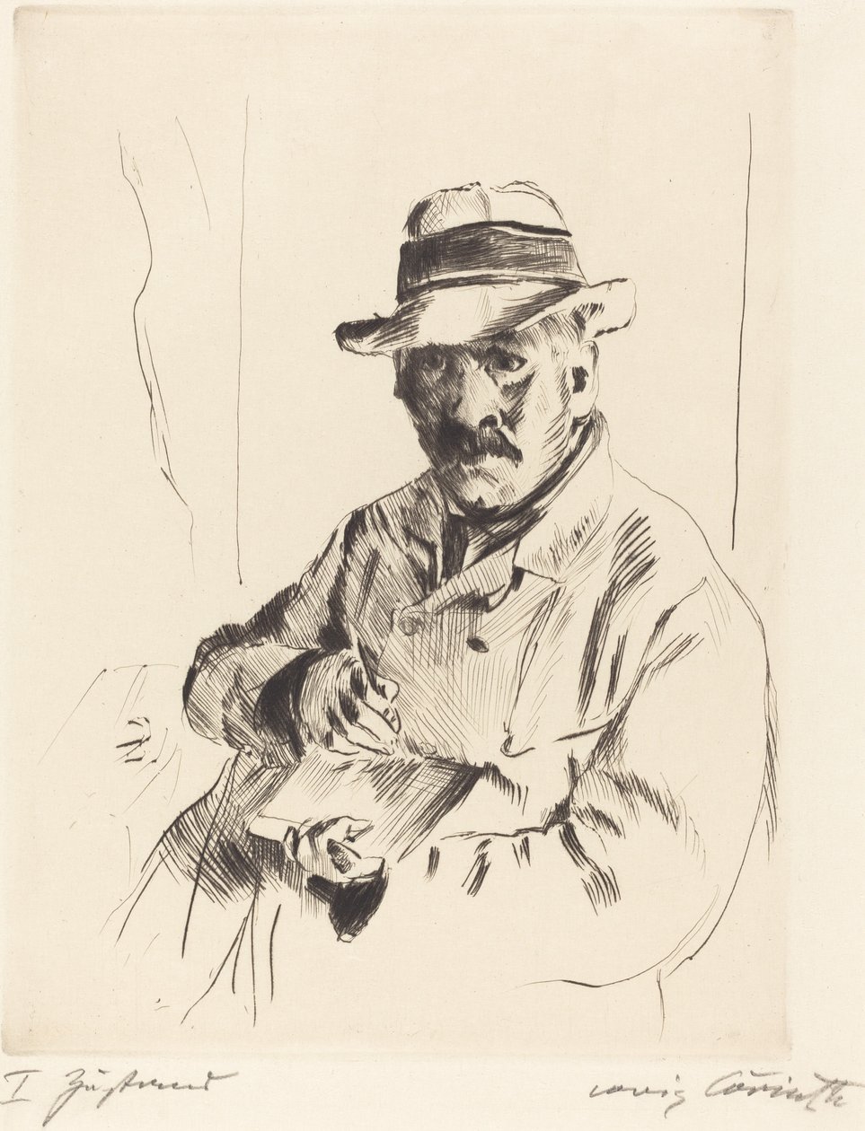 Självporträtt i en stråhatt av Lovis Corinth