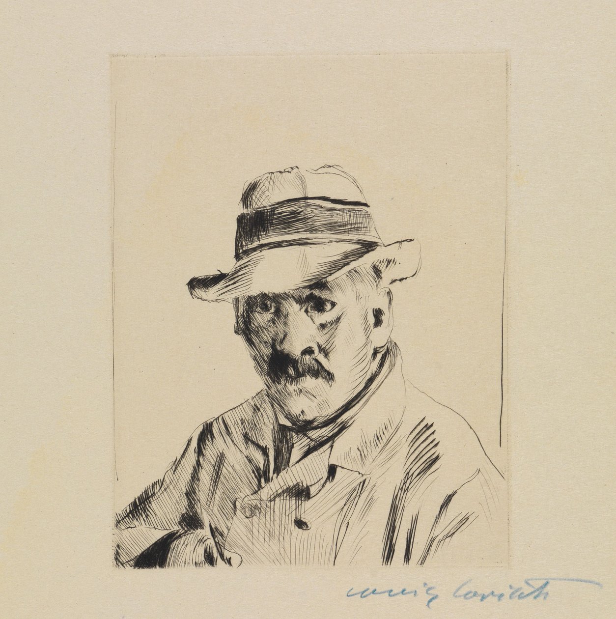 Självporträtt med stråhatt av Lovis Corinth